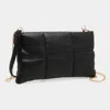 Fashnzfab Quilted Solid Faux Leather Crossbody Bag In Black