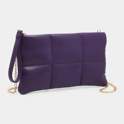 Fashnzfab Quilted Solid Faux Leather Crossbody Bag In Purple