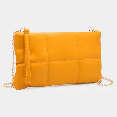 Fashnzfab Quilted Solid Faux Leather Crossbody Bag In Yellow