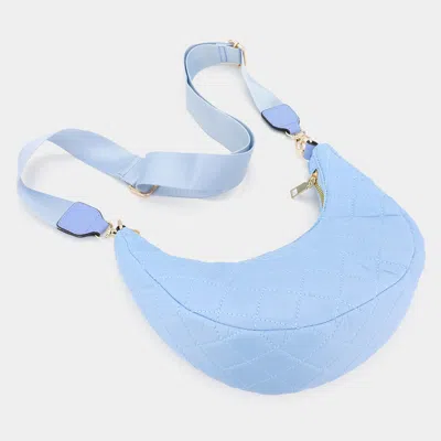 Fashnzfab Quilted Solid Puffer Crossbody Bag In Blue