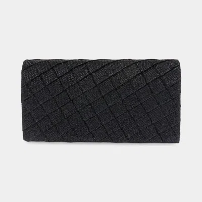 Fashnzfab Quilted Sparkly Clutch Bag / Crossbody Bag In Black
