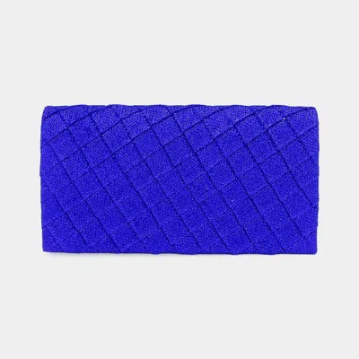 Fashnzfab Quilted Sparkly Clutch Bag / Crossbody Bag In Blue