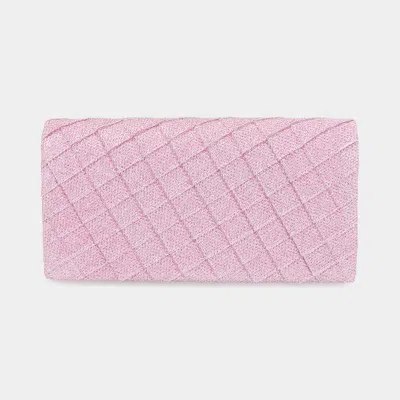 Fashnzfab Quilted Sparkly Clutch Bag / Crossbody Bag In Pink