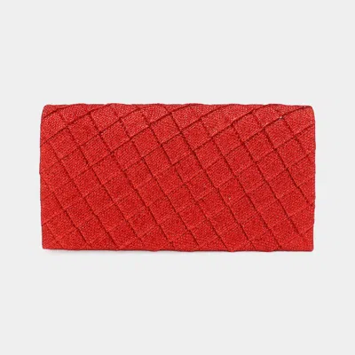 Fashnzfab Quilted Sparkly Clutch Bag / Crossbody Bag In Red
