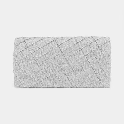 Fashnzfab Quilted Sparkly Clutch Bag / Crossbody Bag In Silver