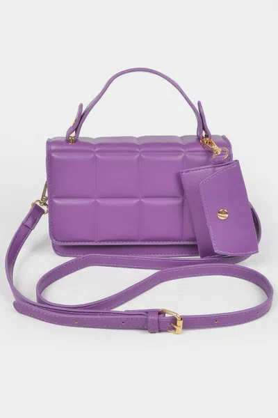 Fashnzfab Quilted Top Handle Bag In Purple