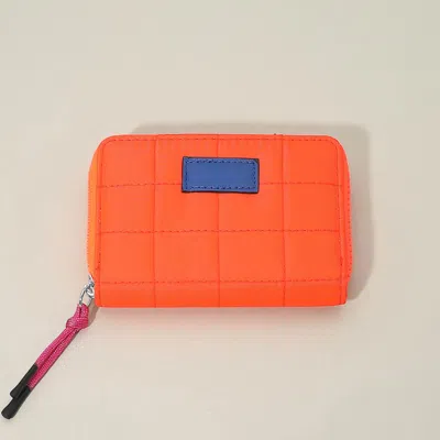 Fashnzfab Quilted Zip Around Wallet In Orange