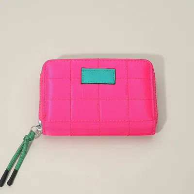Fashnzfab Quilted Zip Around Wallet In Pink