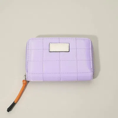 Fashnzfab Quilted Zip Around Wallet In Purple