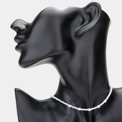 Fashnzfab Quintuple Shamballa Ball Accented Faceted Beaded Choker Necklace In Black