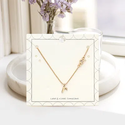 Fashnzfab R - Small Letter Initial Monogram Pendant Necklace With Crystal In Gold