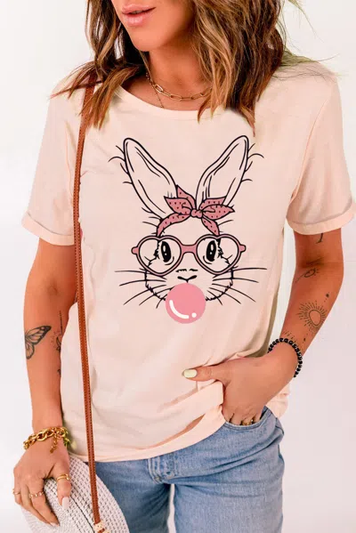 Fashnzfab Rabbit Graphic Round Neck Short Sleeve T-shirt In Multi