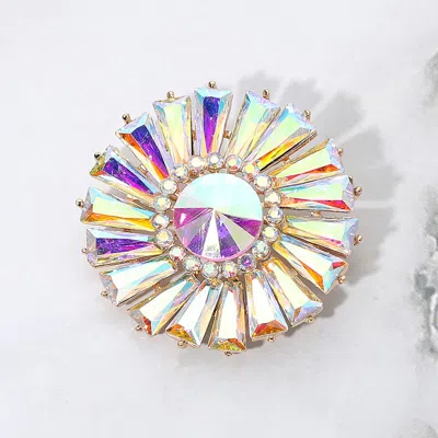 Fashnzfab Radiant Gemstone Flower Pin Brooch In Multi