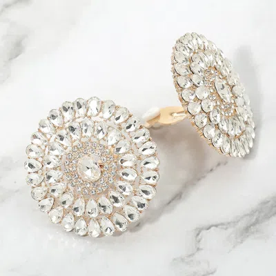 Fashnzfab Radiant Teardrop Stone Cluster Statement Evening Clip On Earrings In Multi