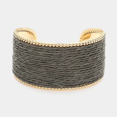Fashnzfab Raffia Cuff Bracelet In Gray