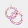Fashnzfab Raffia Faceted Bead Trimmed Open Circle Dangle Earrings - Lavender In Purple