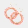 Fashnzfab Raffia Faceted Bead Trimmed Open Circle Dangle Earrings - Pink In Pink