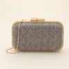 Fashnzfab Raffia Geometric Woven Pattern Wooden Clutch Bag / Crossbody Bag In Blue