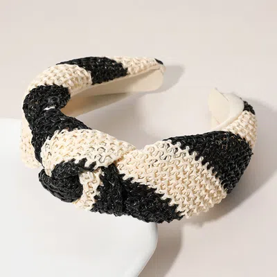 Fashnzfab Raffia Knot Headband 2" H In Multi