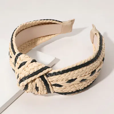 Fashnzfab Raffia Knot Headband In Multi