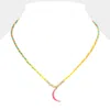 Fashnzfab Raffia Thread Crescent Pendant Necklace In Multi