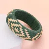 Fashnzfab Raffia Weave Abstract Pattern Bangle Bracelet Green In Green
