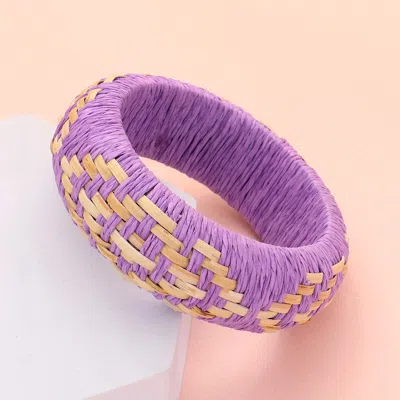 Fashnzfab Raffia Weave Abstract Pattern Bangle Bracelet Lavender In Purple