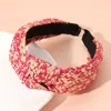 Fashnzfab Raffia Weave Knot Headband In Pink
