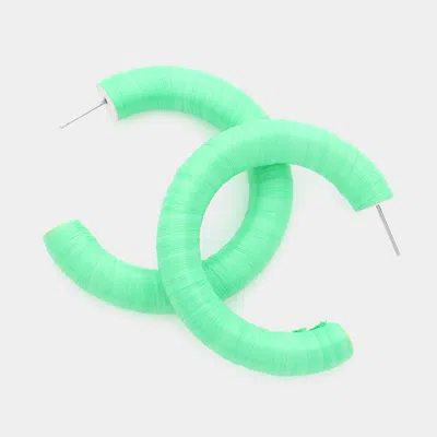 Fashnzfab Raffia Wrapped Hoop Earrings - Mint In Green