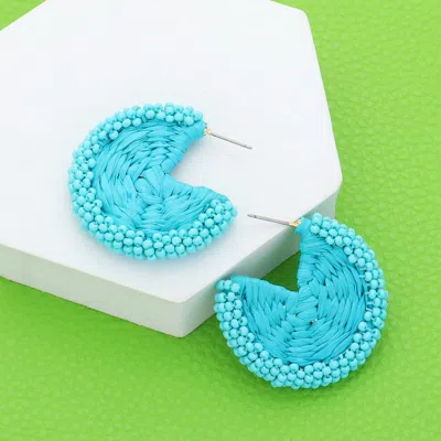 Fashnzfab Raffia Wrapped Seed Beaded Round Earrings In Multi
