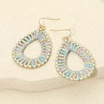 Fashnzfab Raffia Wrapped Teardrop Dangle Earrings - Multi In Blue