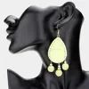 Fashnzfab Raffia Wrapped Teardrop Triple Ball Link Dangle Earrings - Mint In Green