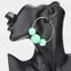 Fashnzfab Raffia Wrapped Triple Ball Hoop Earrings - Mint In Gray