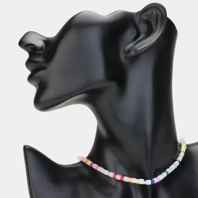 Fashnzfab Rainbow Beaded Choker Necklace In Multi