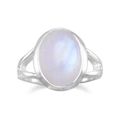 Fashnzfab Rainbow Moonstone Ring In Silver