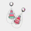Fashnzfab Rainbow Teardrop Pointed Dangle Earrings - Ab In Blue