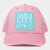 Fashnzfab Ranch Life Message Steer Head Patch Pointed Mesh Back Trucker Hat In Pink