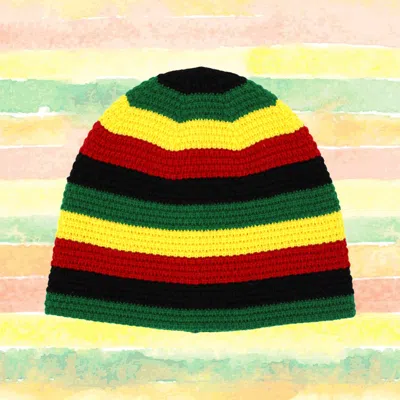 Fashnzfab Rasta Inspired Knit Beanie In Red