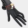 Fashnzfab Raw Quartz & Pearl Accented Faux Leather Wrap Toggle Bracelet Neutral In Sand