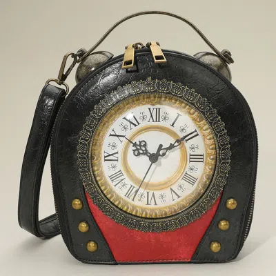 Fashnzfab Real Working Vintage Clock Handbag / Crossbody Bag In Multi