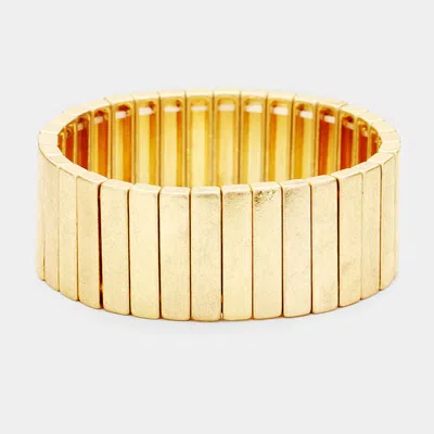 Fashnzfab Rectangle Bar Metal Stretch Bracelet Worn Gold In Multi