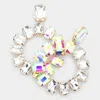Fashnzfab Rectangle Glass Stone Cluster Open Circle Dangle Evening Earrings In Multi