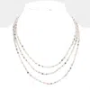 Fashnzfab Rectangle Lucite Colorful Seed Beaded Triple Layered Bib Necklace In Multi