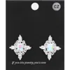 Fashnzfab Rectangle Marquise Cz Stone Cluster Evening Stud Earrings In Silver