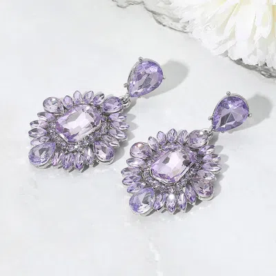 Fashnzfab Rectangle Marquise Teardrop Stone Cluster Dangle Evening Earrings In Multi