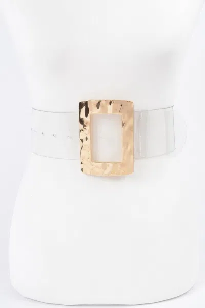 Fashnzfab Rectangle Metal Buckle Plus Size Clear Belt In Gold