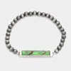 Fashnzfab Rectangle Natural Stone Accented Stretch Bracelet Green In Green