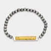Fashnzfab Rectangle Natural Stone Accented Stretch Bracelet Yellow In Yellow