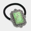 Fashnzfab Rectangle Natural Stone Stretch Hairband In Green