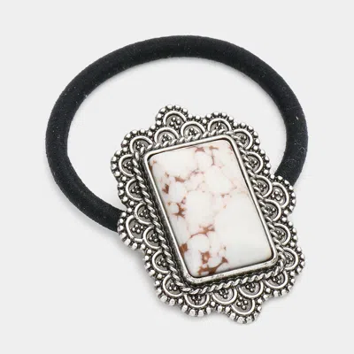 Fashnzfab Rectangle Natural Stone Stretch Hairband In Black